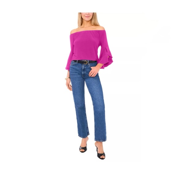 Brand New Vince Camuto Women's Off Shoulder Flutter Sleeve Pink Top, M, NWT - Picture 3 of 4